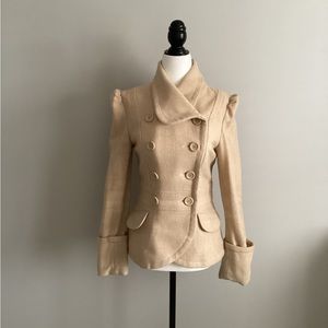 JLo by Jennifer Lopez Cream Herringbone Jacket, Size XS